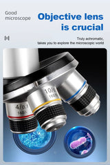 40X–2000X Microscope for Kids Adults with LED Light Phone Adapter Science Kit