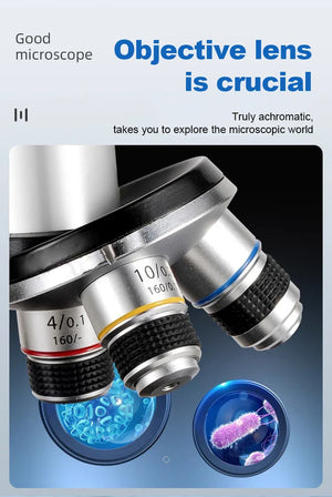 40X–2000X Microscope for Kids Adults with LED Light Phone Adapter Science Kit