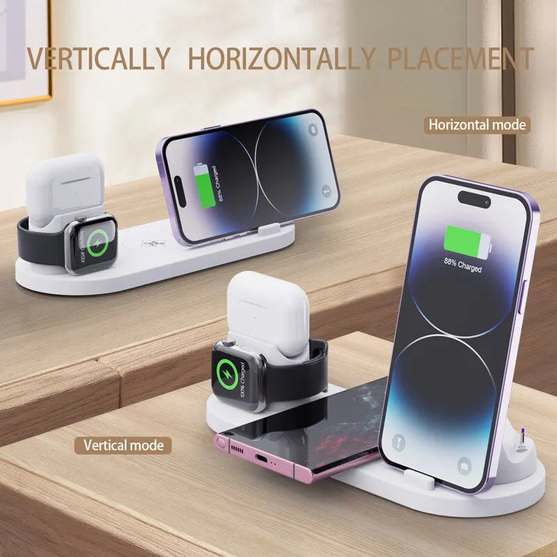 6-in-1 Wireless Charging Station Fast Charger Dock for iPhone 15 14 13 Pro Max