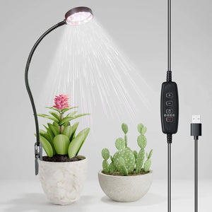 USB LED Grow Light Full Spectrum Clip On Plant Lamp Dimmable Timer Gooseneck