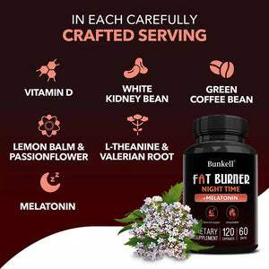 Fat Burning Supplement + Melatonin Supplement - 120 Capsules
