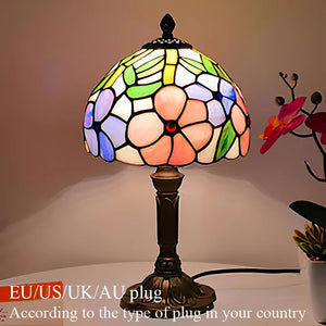 Tiffany Style Table Lamp Stained Glass E27 Bedside Light Retro Home Decor