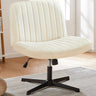 Cross Legged Office Chair Armless Wide Seat Swivel Fabric Desk Vanity Chair