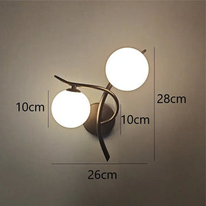 Nordic Modern LED Iron Wall Lamp Bedroom Bedside Corridor Glass Ball G9 Light