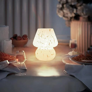 Nordic Mushroom Lamp Vintage Glass Bedside Night Light for Bedroom Living Room