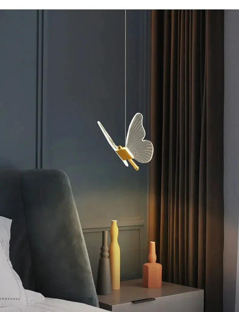 Moktan Sabai Nordic Butterfly LED Pendant Lamp – Modern Bedroom Ceiling Light