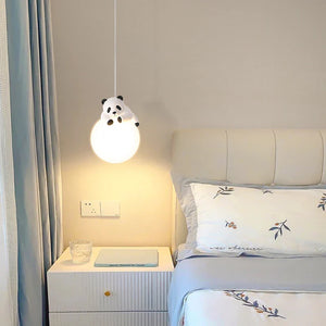 Resin Panda Pendant Light Modern Minimalist LED Lamp Kids Bedroom Ceiling Light