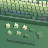 133-Key Gradient Green PBT Keycaps Cherry Profile Double Shot Side Printed Set