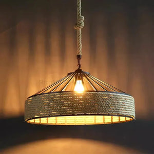 Industrial Vintage Pendant Lamp – Metal Twine Handwoven Chandelier Light