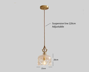French Retro Glass Pendant Light LED Hanging Lamp Bedroom Bar Restaurant Decor