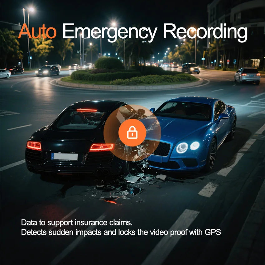 4K Dash Cam 2Inch UHD Front Rear Car DVR WiFi APP Control Night Vision 2Channel