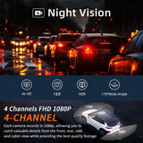 4 Channel 360 Dash Cam Car DVR Front Rear Left Right Camera Parking Monitor