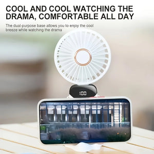 Portable Mini Fan USB Rechargeable 6-Speed Foldable LED Desk Fan