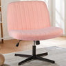 Cross Legged Office Chair Armless Wide Seat Swivel Fabric Desk Vanity Chair