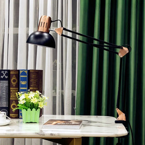 Industrial Foldable LED Table Lamp with Clamp Telescopic Swing Arm for Desk
