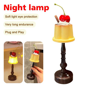 Pudding LED Night Light Cute Battery Bedside Desk Lamp Kids Bedroom Decor Gift