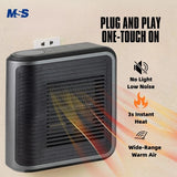 600W Plug In Wall Heater PTC Ceramic Bathroom Bedroom Mini Electric Room Heater