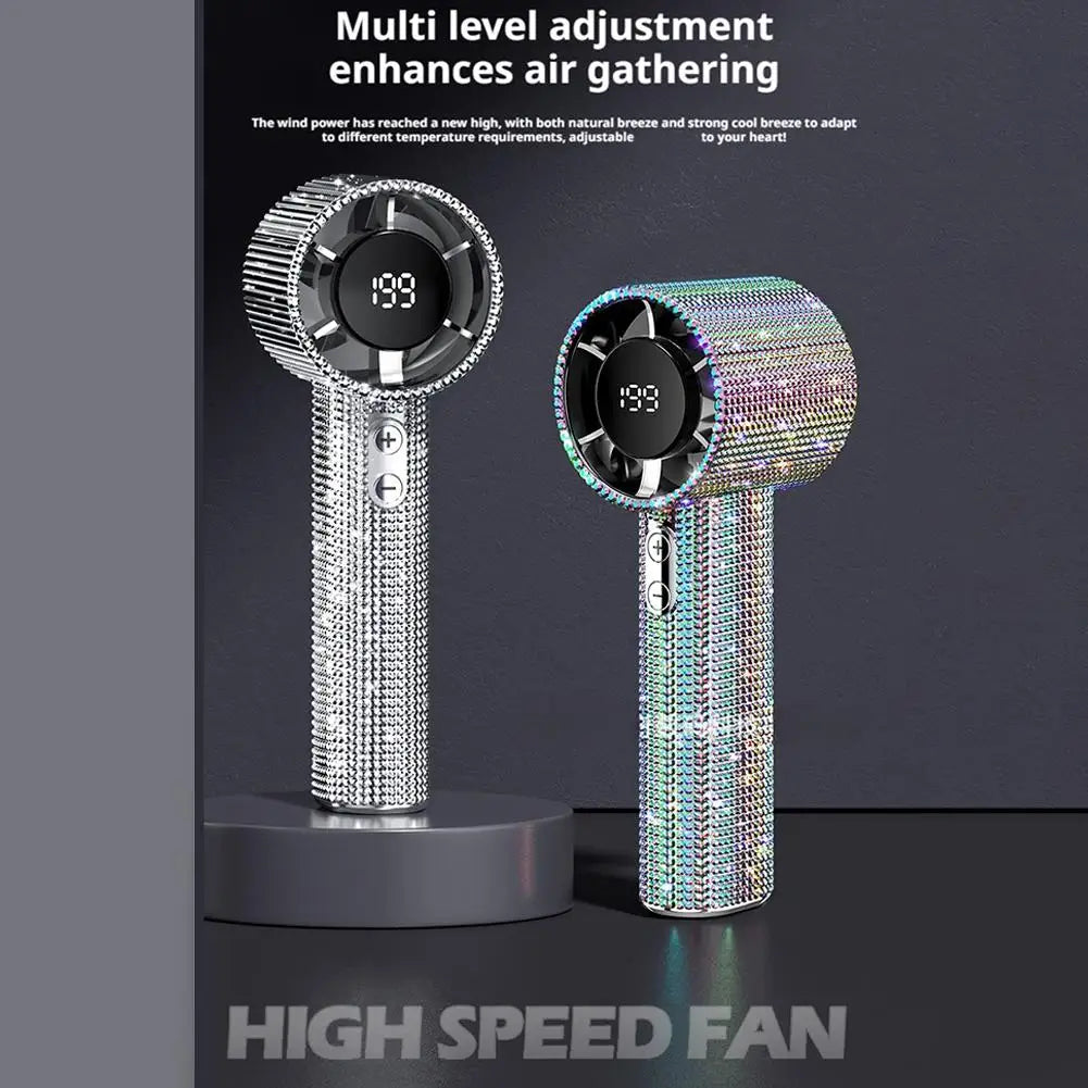 High-Speed Handheld Fan 199-Speed Type-C Rechargeable Digital Display