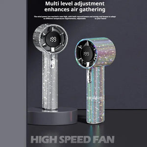 High-Speed Handheld Fan 199-Speed Type-C Rechargeable Digital Display