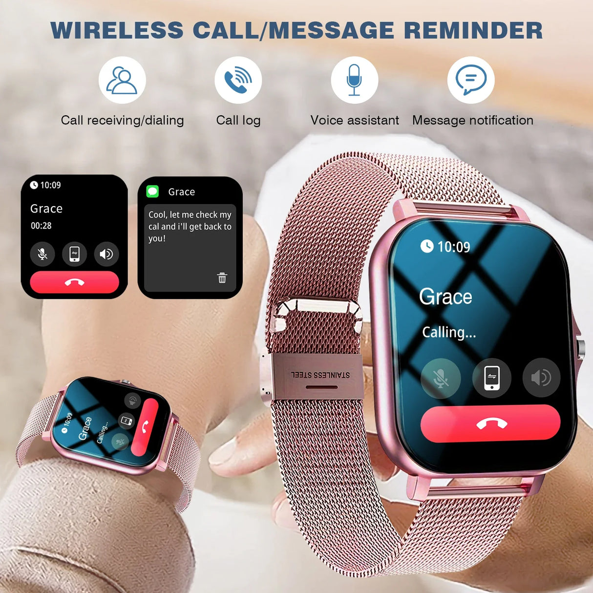 Sports Smart Watch Bluetooth Call Fitness Tracker Message Notifications for iOS Android