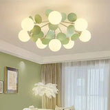 Nordic Green Molecule Glass Chandelier LED Pendant Light Bedroom Home Restaurant