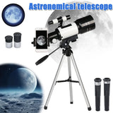 150X Astronomical Telescope 70mm Aperture Portable Refractor with Phone Adapter