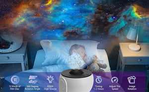 HD Galaxy Star Projector Night Light for Kids with 13 Films & 360° Rotation