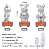 3D Bear Fireworks LED Night Light USB Dimmable Projector Bedroom Decor