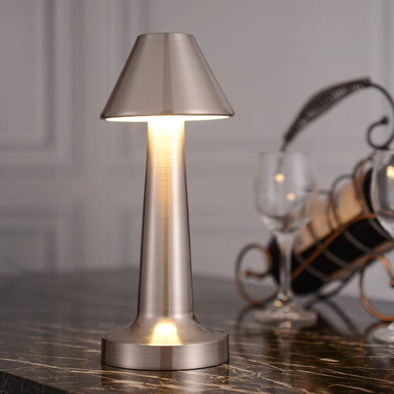 Metal Touch Table Lamp LED Rechargeable Night Light for Bar Coffee Table Decor