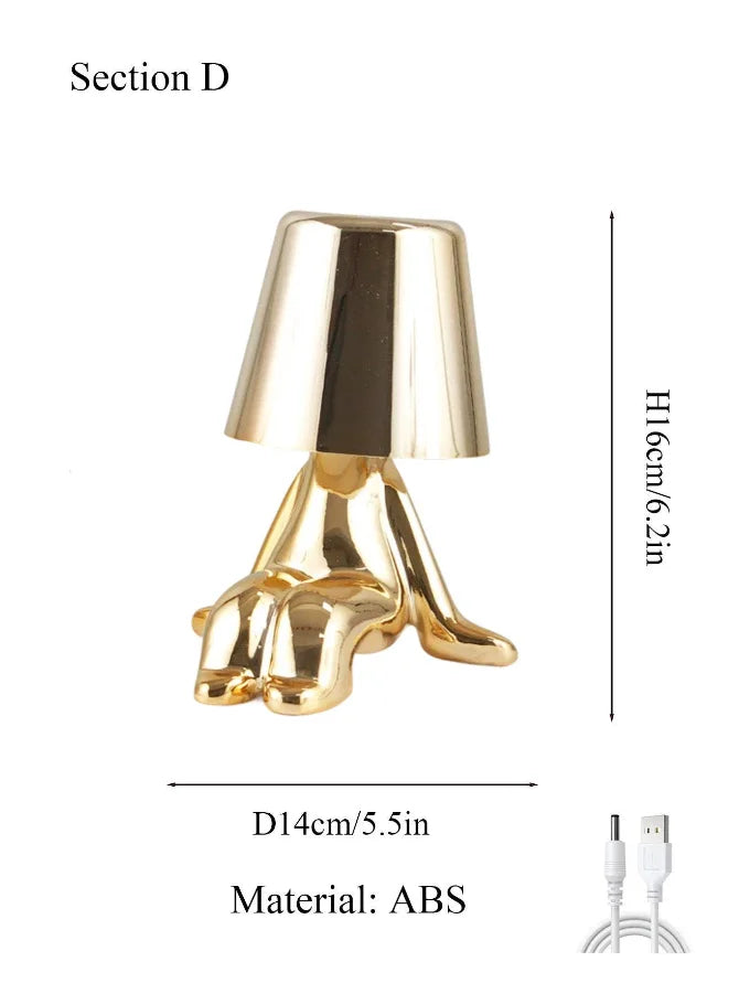 Nordic Golden Man Table Lamp LED USB Bedside Light Luxury Modern Room Decor