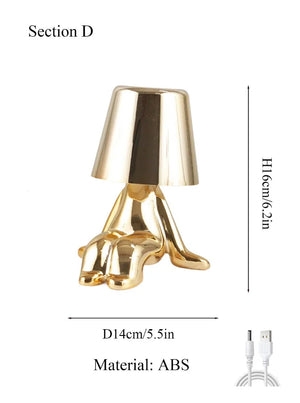 Nordic Golden Man Table Lamp LED USB Bedside Light Luxury Modern Room Decor