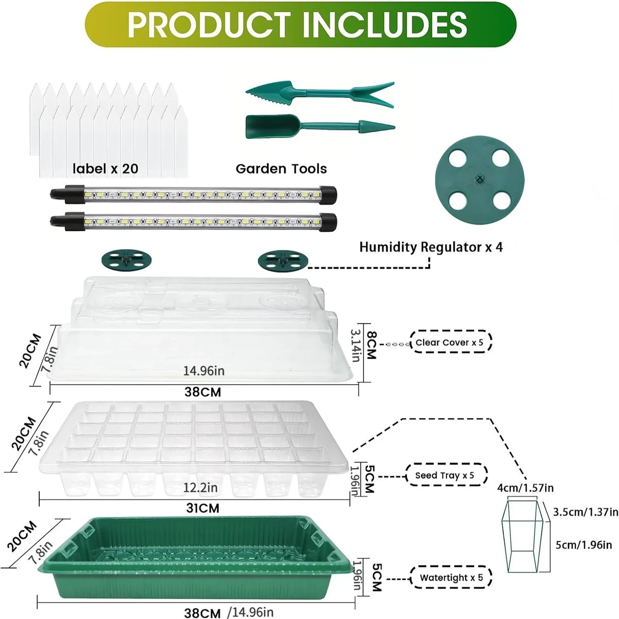 Seed Starter Tray with Grow Light 120 Cell Smart Timer Germination Kit