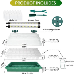 Seed Starter Tray with Grow Light 120 Cell Smart Timer Germination Kit