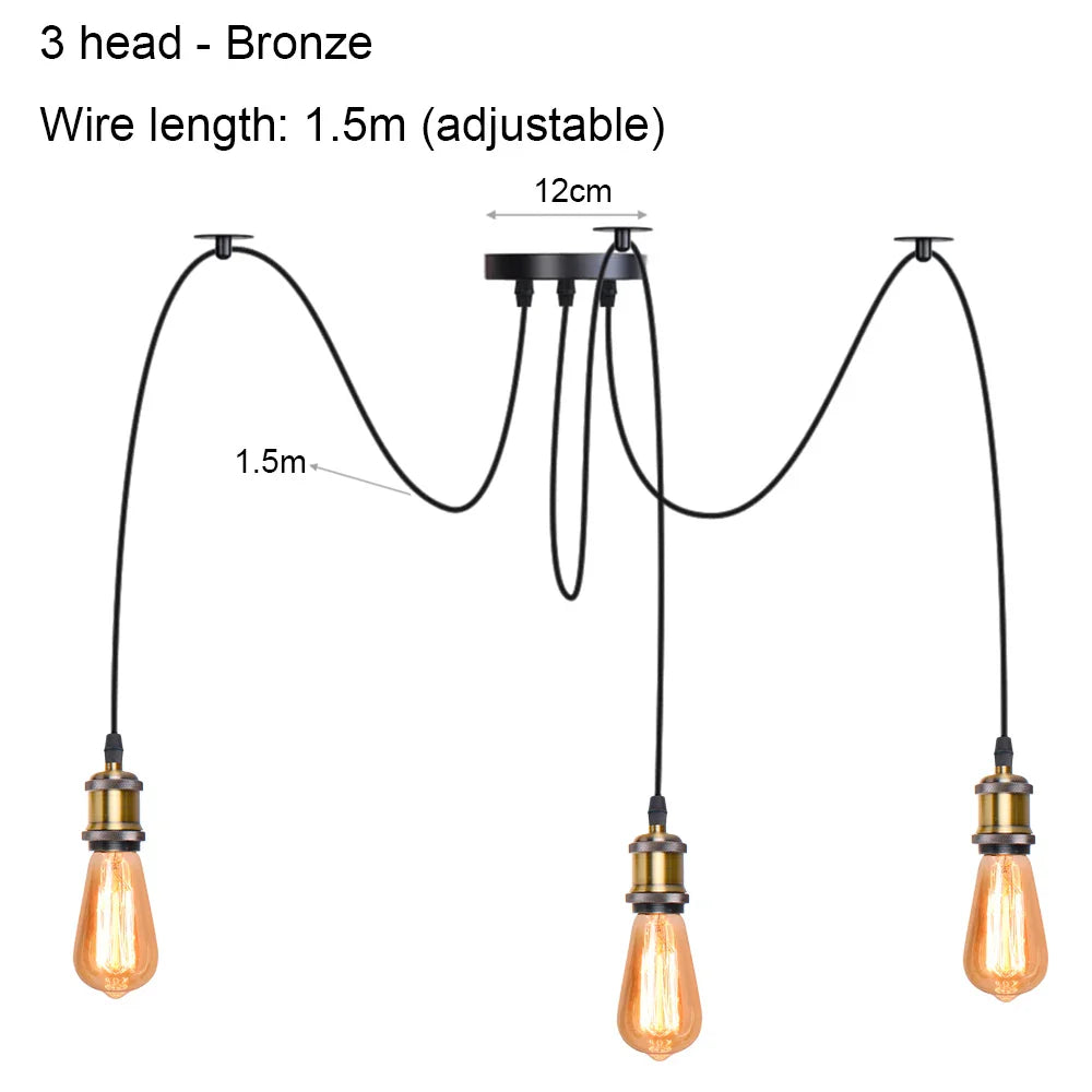 DIY Spider Chandelier Vintage Industrial Pendant Ceiling Light Home Hanging Lamp