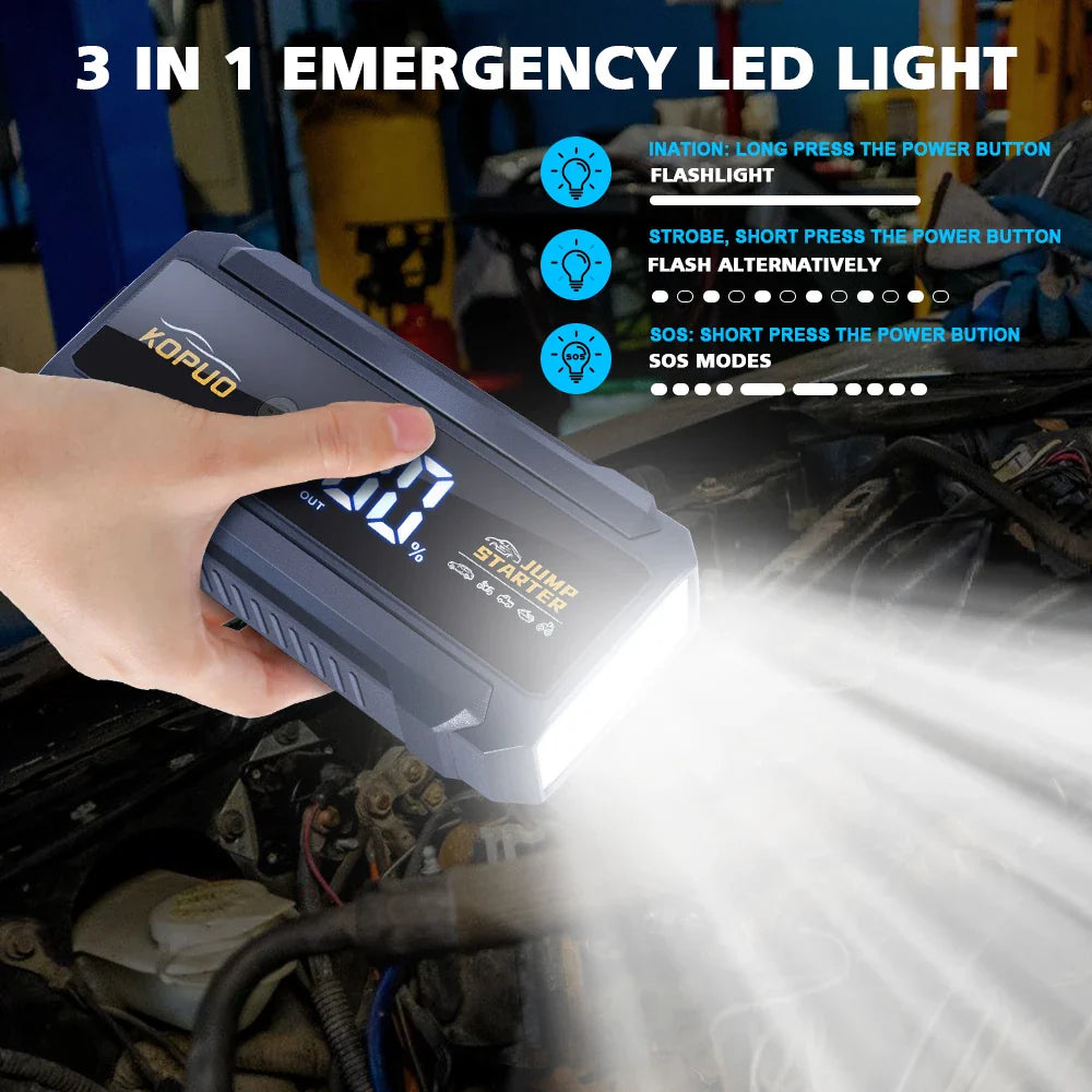 2000A Car Jump Starter Power Bank 12V Emergency Booster for Gas Diesel