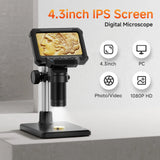 1600X Digital Microscope 4.3 Inch IPS Screen Coin Magnifier 1080P LED