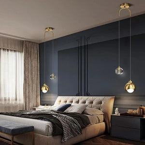 Modern Crystal Pendant Light Luxury Nordic Hanging Lamp Bedroom Living Room