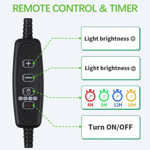 USB LED Grow Light Full Spectrum Clip On Plant Lamp Dimmable Timer Gooseneck