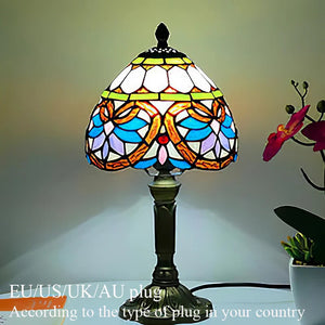 Tiffany Style Table Lamp Stained Glass E27 Bedside Light Retro Home Decor