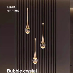 LED Water Drop Bubble Pendant Light Crystal Hanging Lamp Bedroom Dining Decor