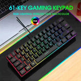 60% Wired Gaming Keyboard – 61-Key Compact RGB Backlight Waterproof for PC & Mac