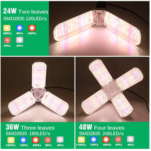 Foldable LED Grow Light E27 Full Spectrum Plant Bulb for Indoor Plants