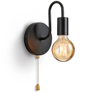 Industrial Black Wall Sconce – Nordic E27 Iron Lamp for Bedroom & Bathroom Decor