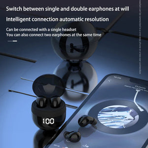 Invisible TWS Bluetooth 5.3 Earbuds Wireless Mini In-Ear Headphones Mic Noise