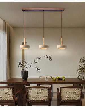 Wabi Sabi Yellow Stone LED Pendant Light – Modern Circular Hanging Lamp 2025