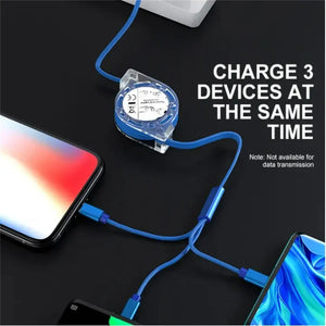 3-in-1 USB Cable – Fast Charging iPhone, Type-C & Micro USB for Android Devices