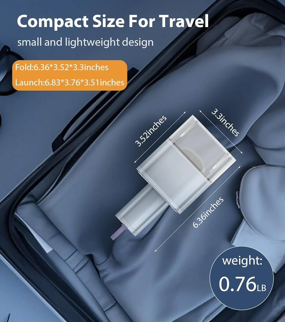 Travel Foldable Garment Steamer 900W Fast Heat Portable Iron for Clothes