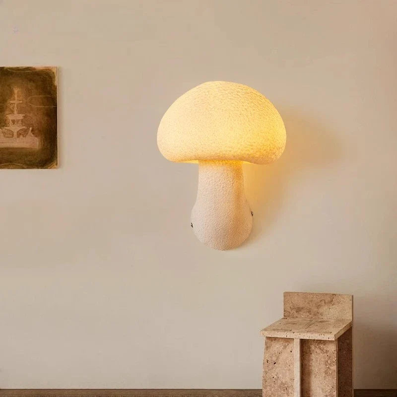 Wabi Sabi Mushroom Wall Sconce French Cream LED Bedroom Living Room Lamp
