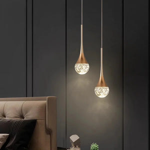 LED Water Drop Bubble Pendant Light Crystal Hanging Lamp Bedroom Dining Decor