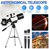 150X Astronomical Telescope 70mm Aperture Portable Refractor with Phone Adapter